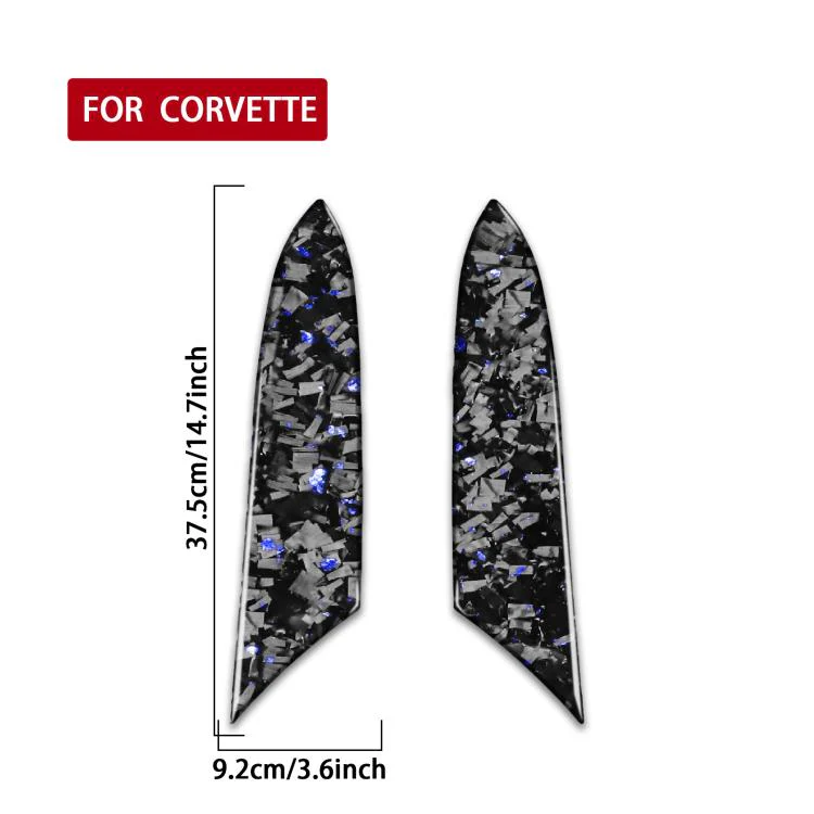 2pcs/Set Forged Gold Foil Carbon Fiber Car Inside Armrest Panel Decorative Sticker for Chevrolet Corvette C8 2020-, Left and Right Driver(Blue) - Image 2