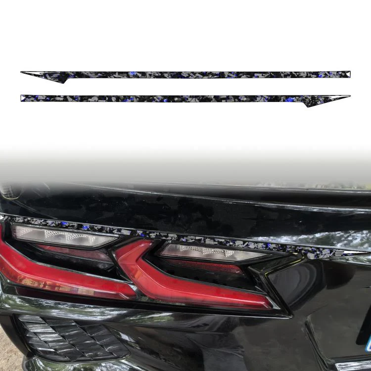 2pcs/Set Forged Gold Foil Carbon Fiber Car Taillight Decorative Sticker for Chevrolet Corvette C8 2020-, Left and Right Driver(Blue)