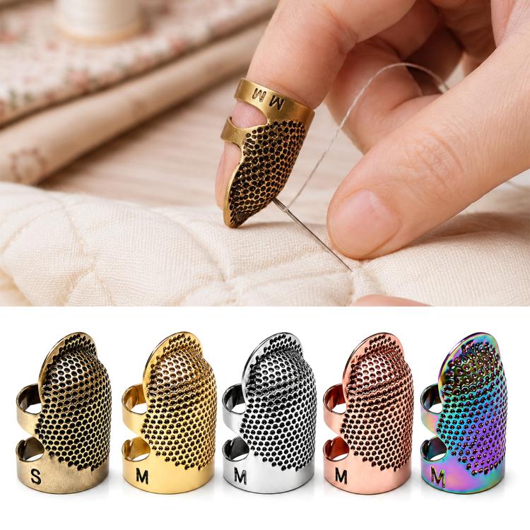 2pcs / Set S and M Household Adjustable Metal Sewing Thimble Finger Protectors(Random Color Delivery)
