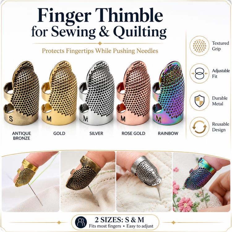 2pcs / Set S and M Household Adjustable Metal Sewing Thimble Finger Protectors(Random Color Delivery) - Image 2