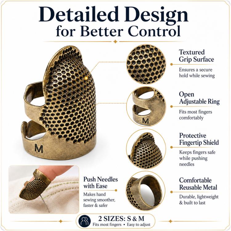 2pcs / Set S and M Household Adjustable Metal Sewing Thimble Finger Protectors(Random Color Delivery) - Image 3