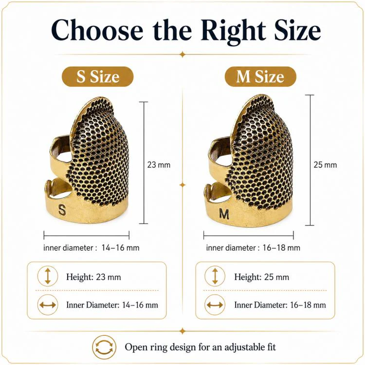 2pcs / Set S and M Household Adjustable Metal Sewing Thimble Finger Protectors(Random Color Delivery) - Image 4
