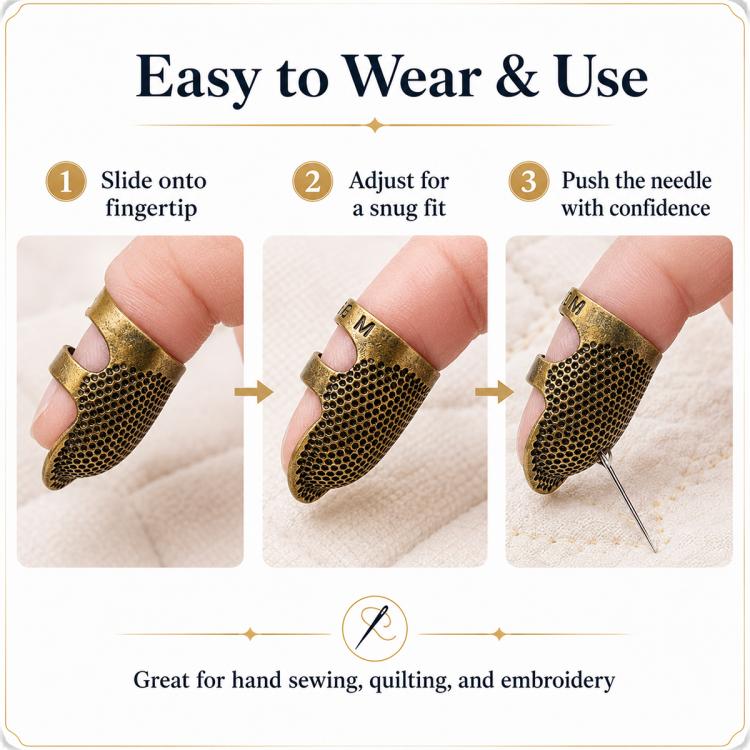 2pcs / Set S and M Household Adjustable Metal Sewing Thimble Finger Protectors(Random Color Delivery) - Image 5