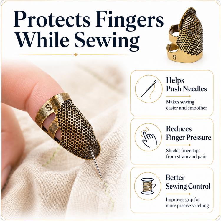 2pcs / Set S and M Household Adjustable Metal Sewing Thimble Finger Protectors(Random Color Delivery) - Image 6