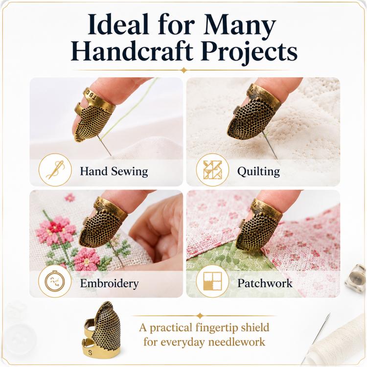 2pcs / Set S and M Household Adjustable Metal Sewing Thimble Finger Protectors(Random Color Delivery) - Image 7