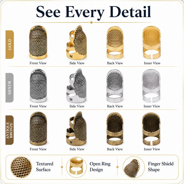 2pcs / Set S and M Household Adjustable Metal Sewing Thimble Finger Protectors(Random Color Delivery) - Image 8