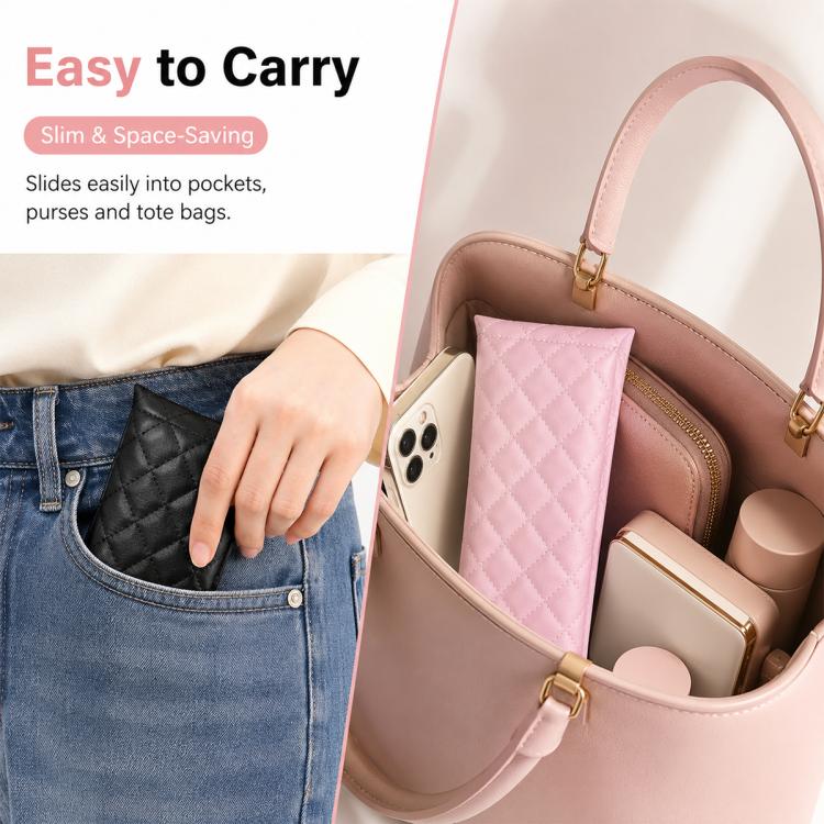 2pcs / Set Waterproof PU Leather Glasses Storage Bag(Black+Pink) - Image 8