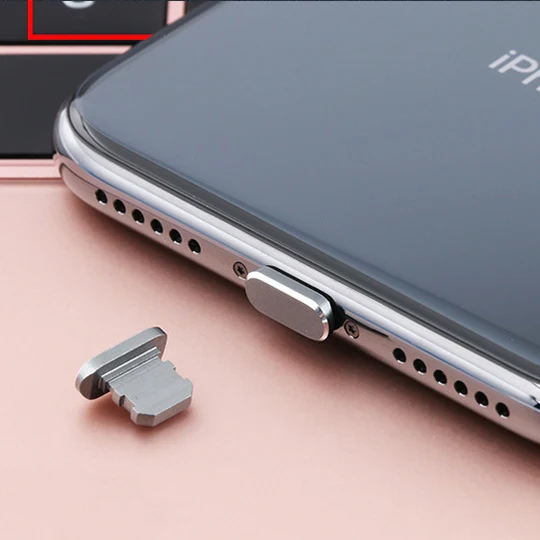 2pcs Universal 8 Pin Charging Port Metal Anti-Dust Plug for iPhone(Grey) - Image 2