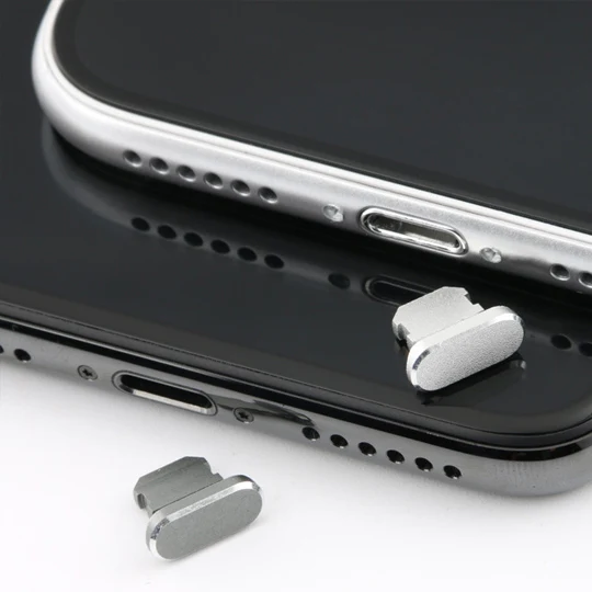 2pcs Universal 8 Pin Charging Port Metal Anti-Dust Plug for iPhone(Grey) - Image 4