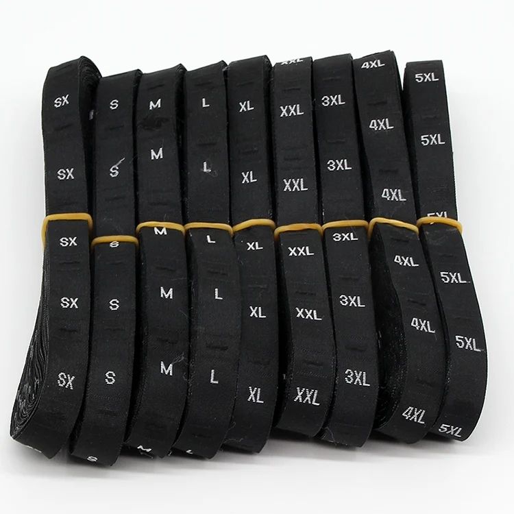 3.2 x 1.2cm Size Labels Polyester Cloth Clothing Label 1 Roll (about 380 PCs), Size:S(Black) - Image 3