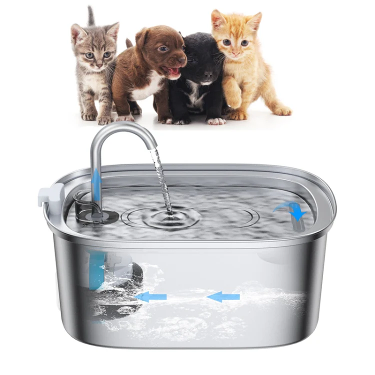 3.2L Stainless Steel Faucet Pet Water Fountain Quiet Cats Water Dispenser(USB Port) - Image 2