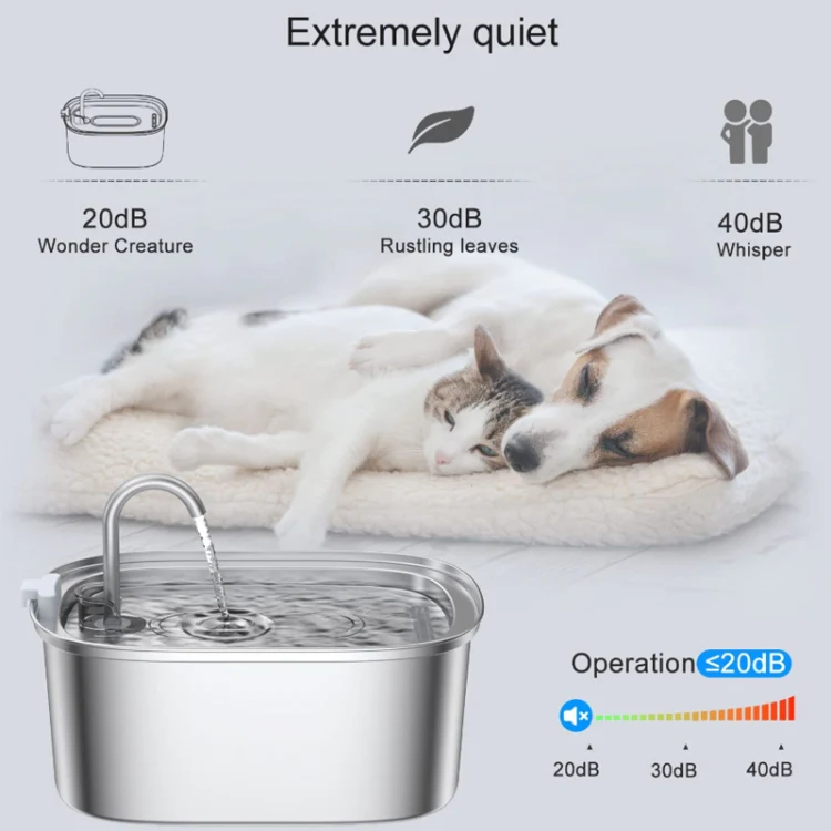 3.2L Stainless Steel Faucet Pet Water Fountain Quiet Cats Water Dispenser(USB Port) - Image 8