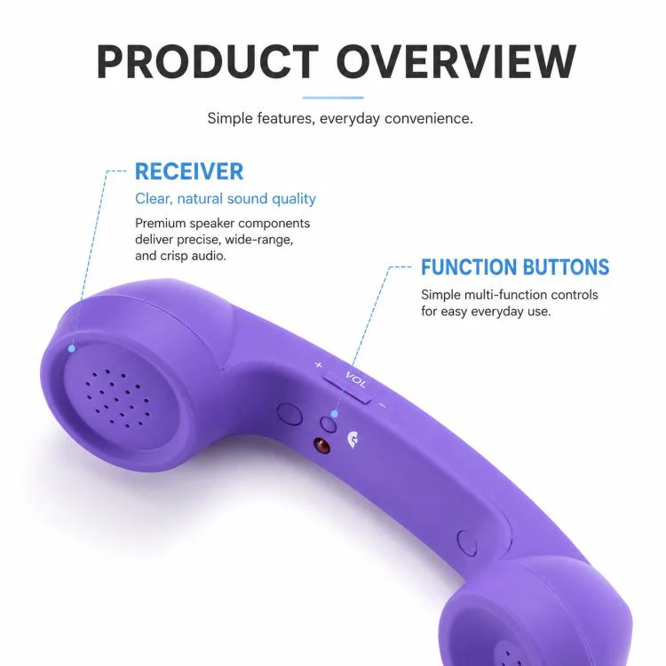 3.5mm Retro Telephone Handset Cell Phone Receiver with Vol Control & Mic(White) - Image 3