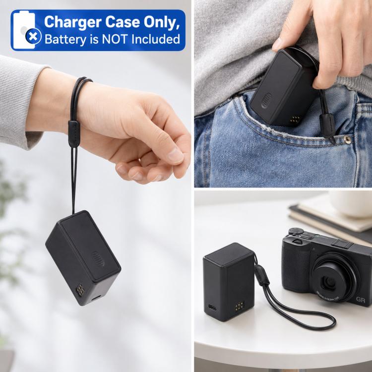 3-in-1 Battery Charger Case For Ricoh GR3 GR3X DB-110 & Olympus LI-92B(Black) - Image 5