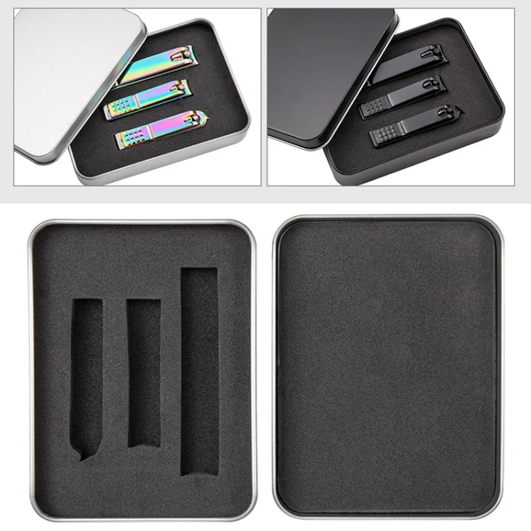 3 in 1 Black Color Titanium Nail Shear Set Exfoliating Manicure Tool, Style:Black (Iron Box) - Image 2