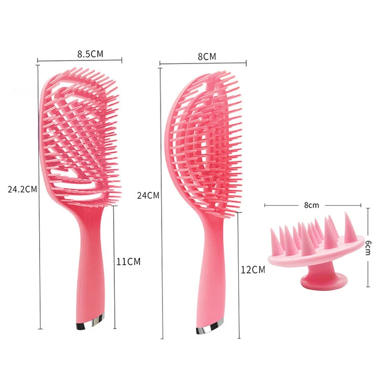3 in 1 Plastic Curly Hair Salon Comb Set Hollow Massage Comb(Blue) - Image 3