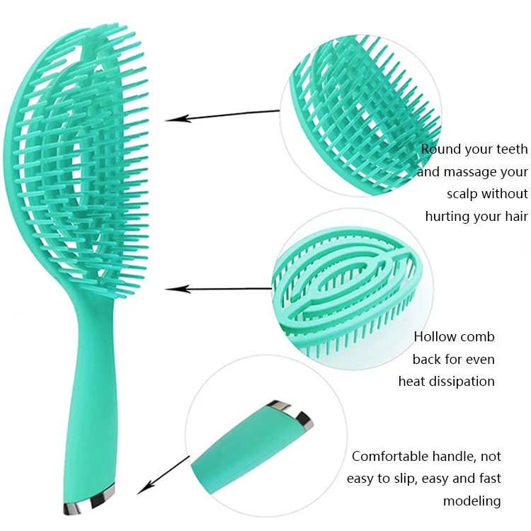 3 in 1 Plastic Curly Hair Salon Comb Set Hollow Massage Comb(Pink) - Image 4