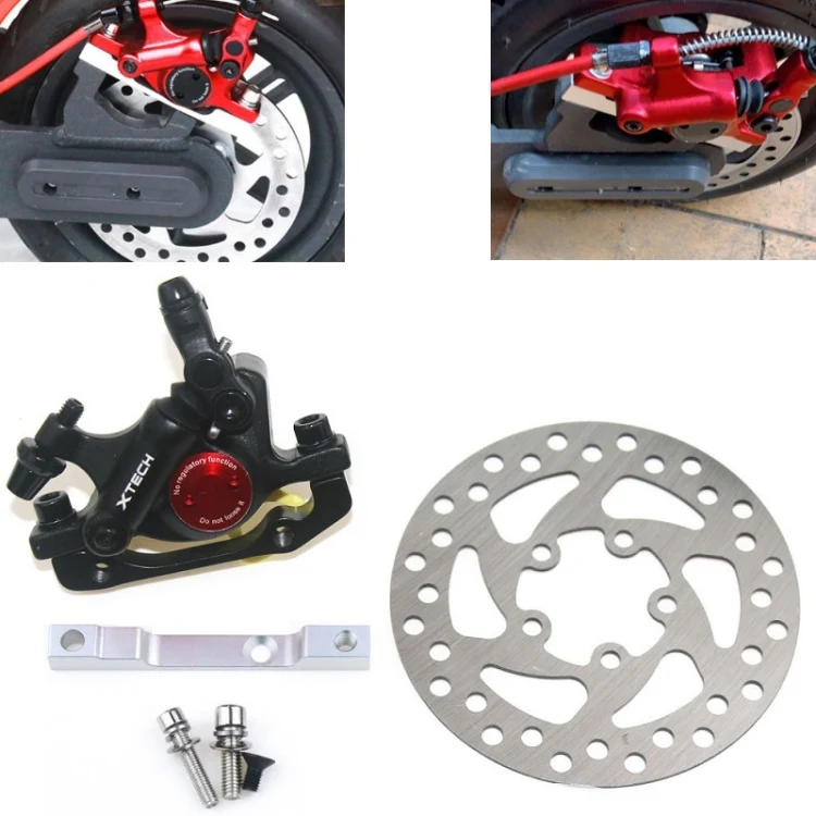 3 in 1 Scooter Modified Hydraulic Brake + 120mm Disc Brake Disc + Modified Seat Set For Xiaomi Mijia M365 Pro(Black Brake + Silver Adapter)