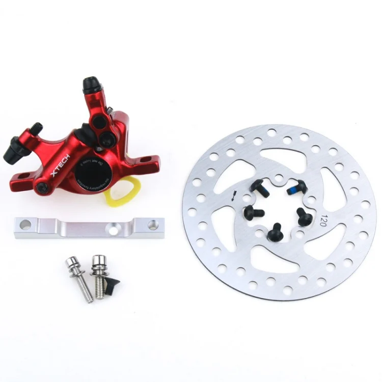 3 in 1 Scooter Modified Hydraulic Brake + 120mm Disc Brake Disc + Modified Seat Set For Xiaomi Mijia M365 Pro(Red Brake + Silver Adapter) - Image 2