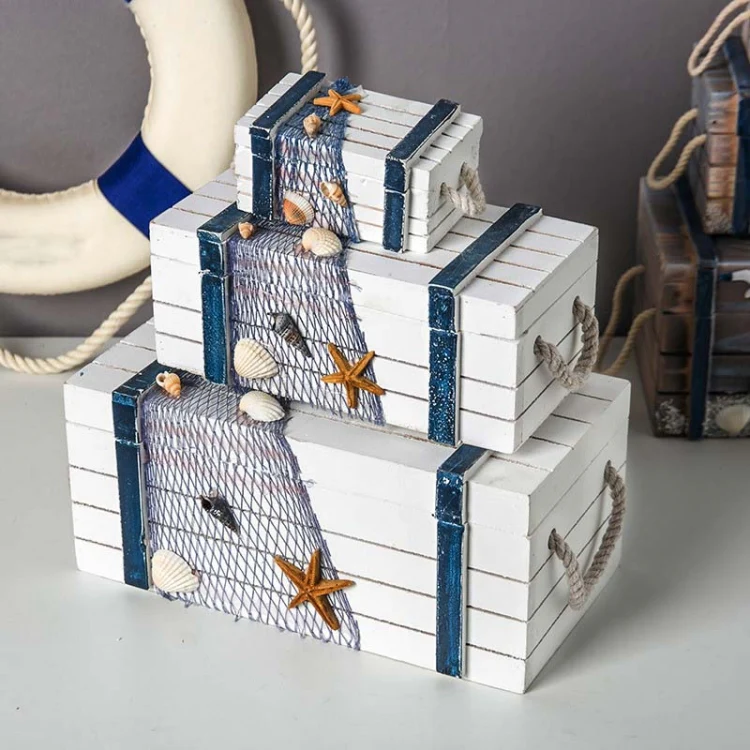 3 In 1 Wooden Storage Box Jewelry Boxes Wooden Box Decoration(White Set)