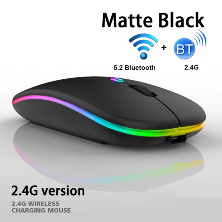 3 Keys RGB Backlit Silent Bluetooth Wireless Dual Mode Mouse(Black) - Image 4