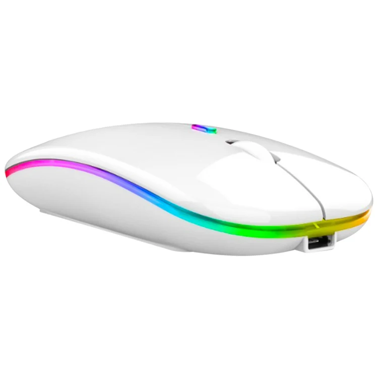 3 Keys RGB Backlit Silent Bluetooth Wireless Dual Mode Mouse(White) - Image 2