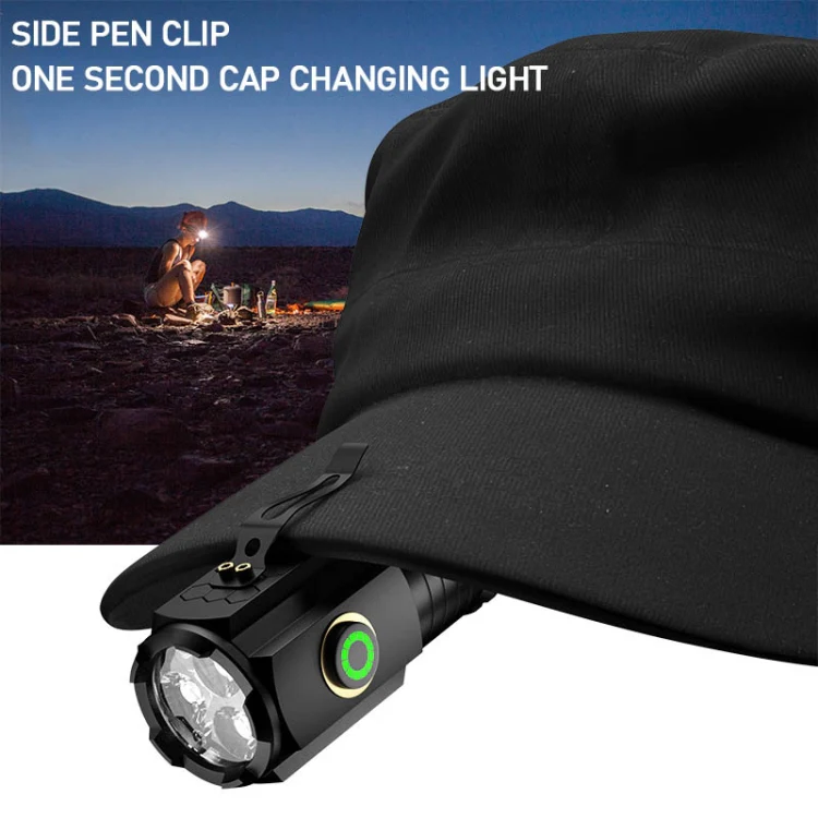 3 LED Mini Flashlight Rechargeable Waterproof 2000LM Super Bright Torch, Spec:  Tail No Magnet - Image 4