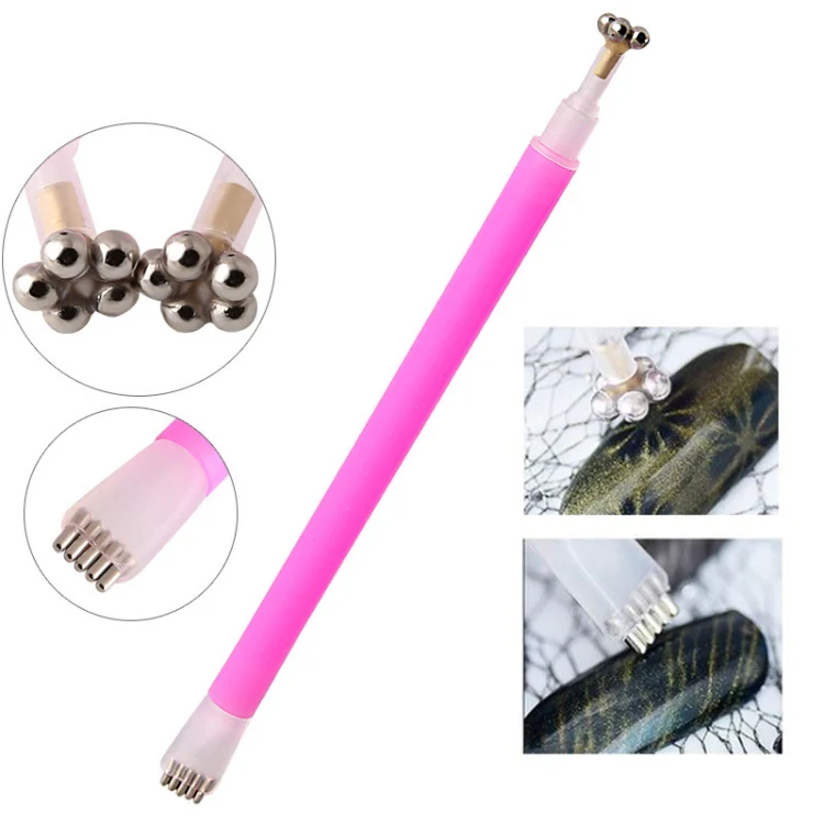 3 PCS Cat Eye Gel Magnet Pen Double Head Magnetic Pen Plum Branding Flower Magnetic Pen Nail Cat Eye Magnet New Tool(pink) - Image 2