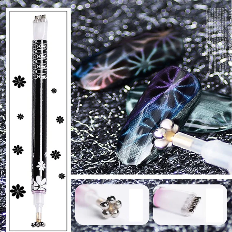 3 PCS Cat Eye Gel Magnet Pen Double Head Magnetic Pen Plum Branding Flower Magnetic Pen Nail Cat Eye Magnet New Tool(silver) - Image 7
