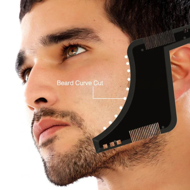 3 PCS Double-sided Beard Comb Molding Template Tool Beard Shaping Styling Tool With Inbuilt Comb(White) - Image 5