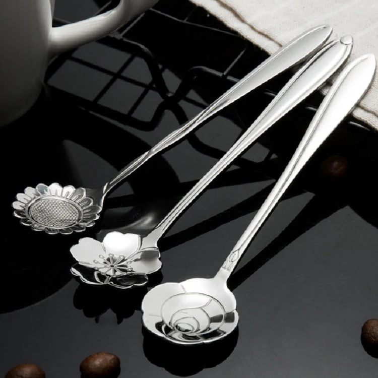 3 PCS Stainless Steel Household Creative Flower Spoon Coffee Stirring Spoon, Style:Cosmos Flower Spoon - Image 4