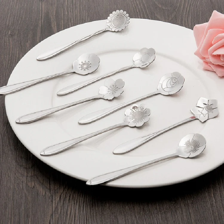 3 PCS Stainless Steel Household Creative Flower Spoon Coffee Stirring Spoon, Style:Pansy Flower Spoon - Image 3