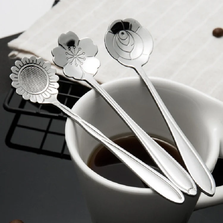 3 PCS Stainless Steel Household Creative Flower Spoon Coffee Stirring Spoon, Style:Pansy Flower Spoon - Image 5
