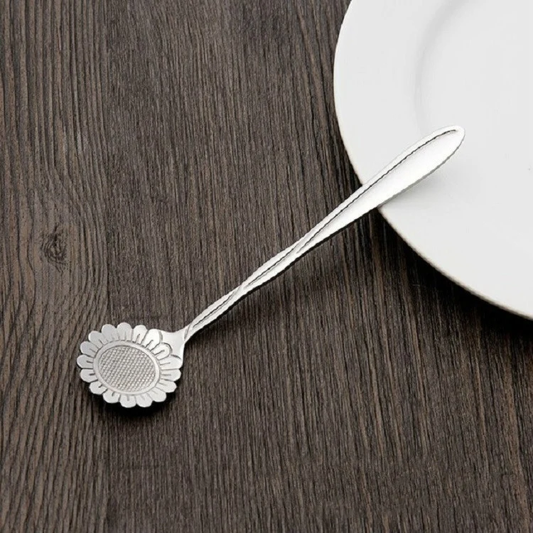 3 PCS Stainless Steel Household Creative Flower Spoon Coffee Stirring Spoon, Style:Sunflower Spoon - Image 2
