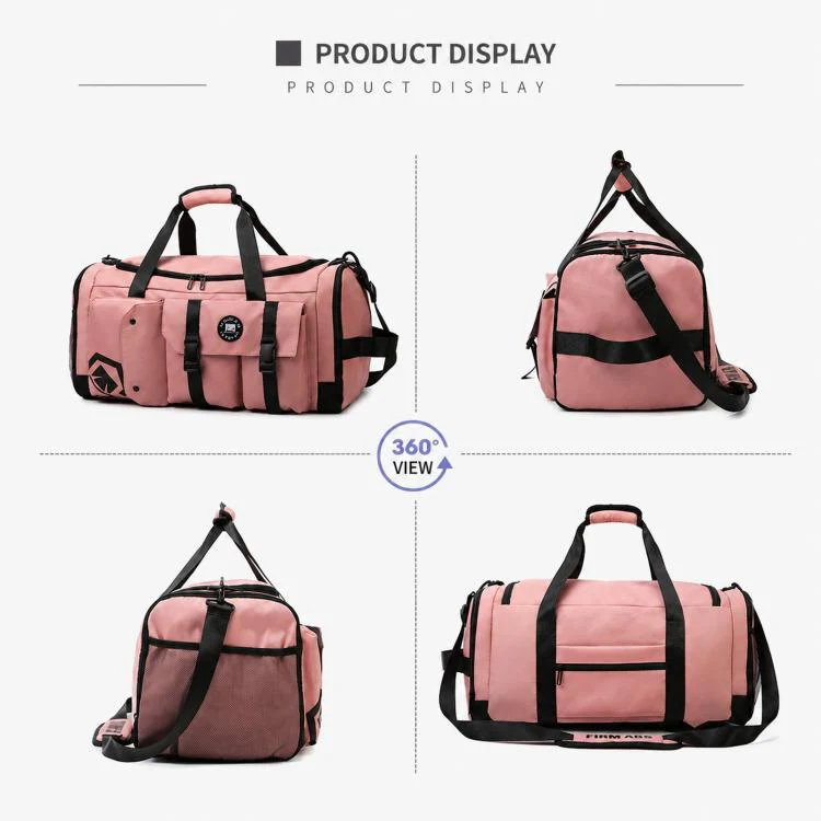 3-Way Convertible Sports Gym Bag With Shoe Compartment Water-Resistant Travel Duffle Backpack With Wet Pocket For Men Women(Wine Red) - Image 11