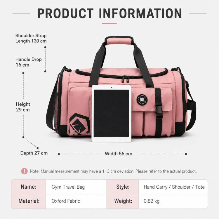 3-Way Convertible Sports Gym Bag With Shoe Compartment Water-Resistant Travel Duffle Backpack With Wet Pocket For Men Women(Wine Red) - Image 3