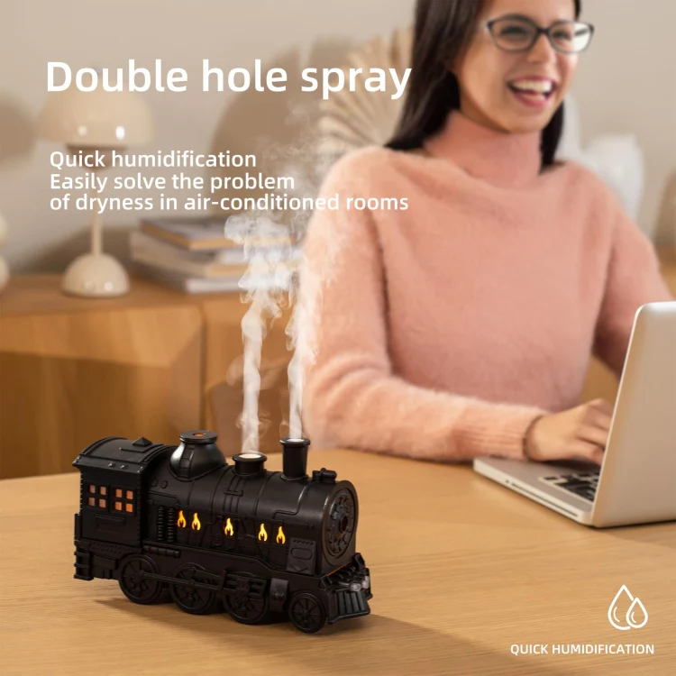 300ml Small Train Essential Oil Diffuser Humidifier With Remote Control AU Plug - Image 5