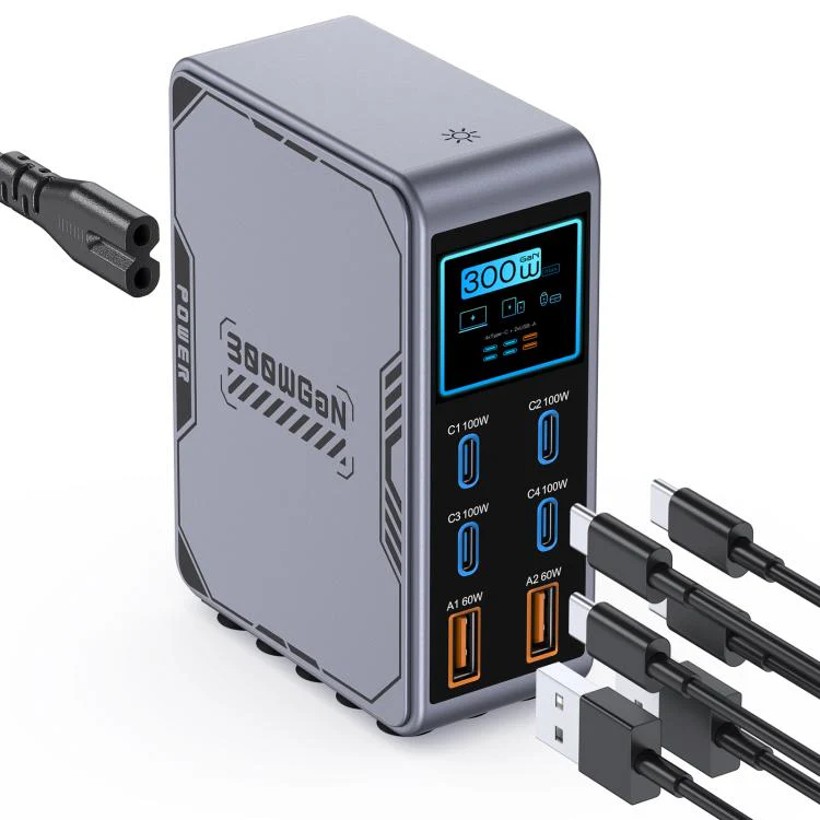 300W GaN Multi Interface Desktop Fast Charger, Plug:UK Plug - Image 4
