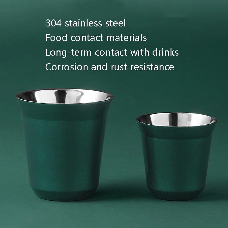 304 Stainless Steel Coffee Capsule Cup Double Insulation Coffee Cup, Style: Small Green - Image 4