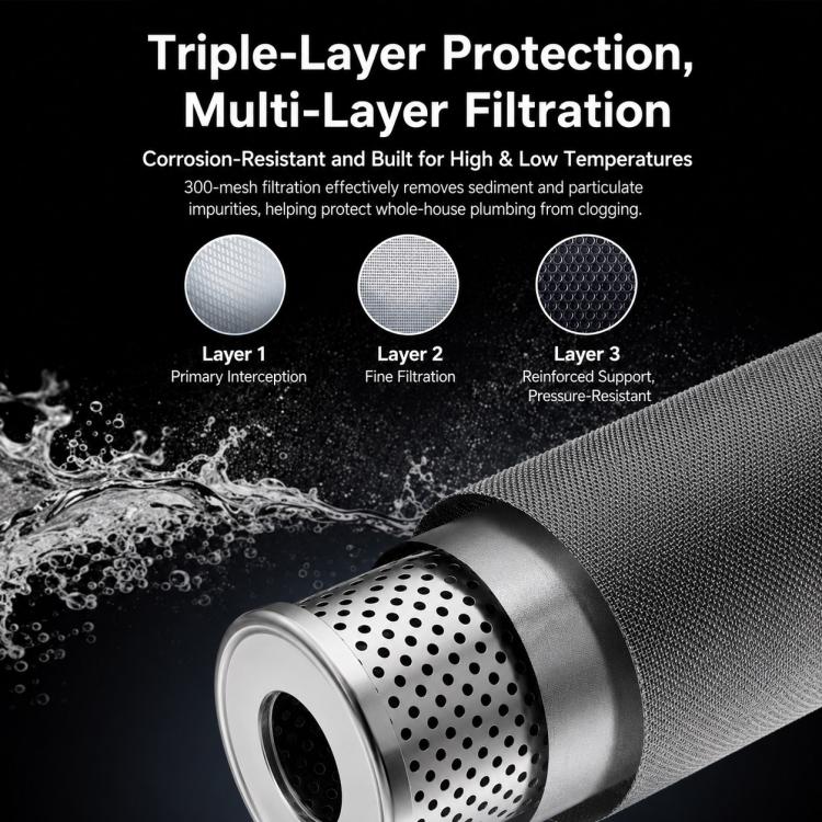 304 Stainless Steel Whole House Pre-Filter Water Purifier, Style:15-ton Threaded 6-point - Image 7