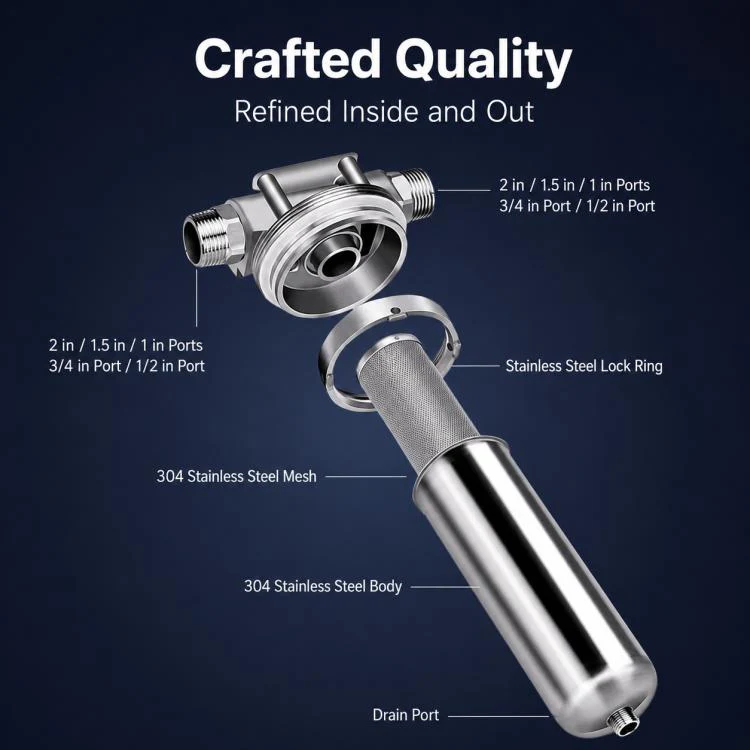 304 Stainless Steel Whole House Pre-Filter Water Purifier, Style:4-ton Threaded 4-point - Image 4