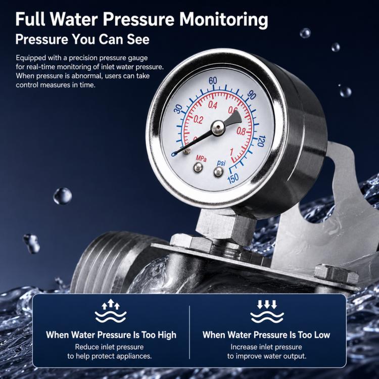304 Stainless Steel Whole House Pre-Filter Water Purifier, Style:4-ton Threaded 4-point - Image 9