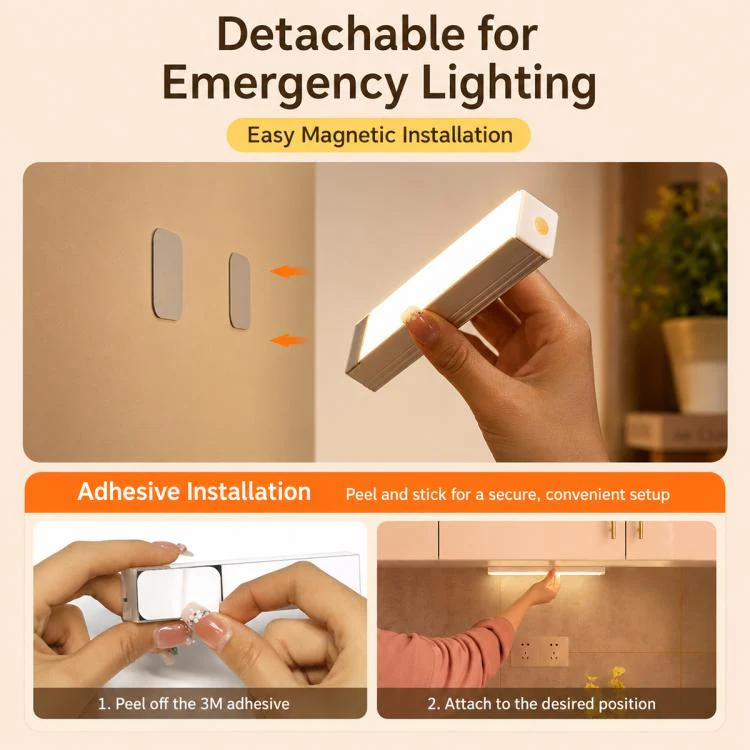 30cm 3W Intelligent Motion Sensor LED Night Light Bar Bedside Lamp(3000K Warm Light) - Image 4
