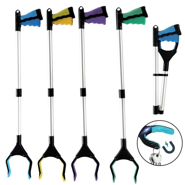 31.9 Inch Magnetic Foldable Litter Reachers Pickers Extra Long Grabber Stick(Yellow) - Image 2