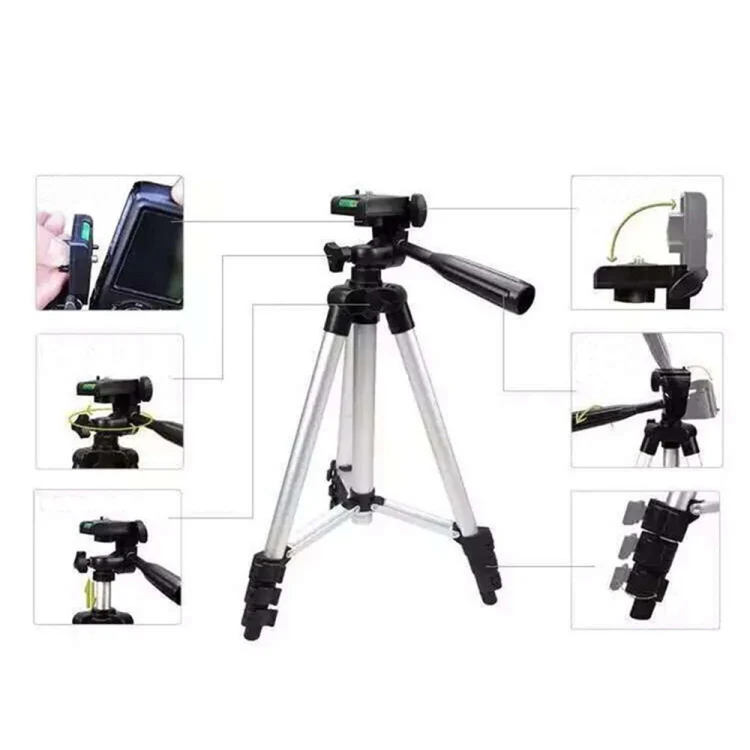 3120 Live Broadcast Tripod 4-Section Folding Legs Aluminum Alloy Tripod Mount with U-Shape Three-Dimensional Tripod Head for DSLR & Digital Camera, Adjustable Height: 34-103cm(Black) - Image 6