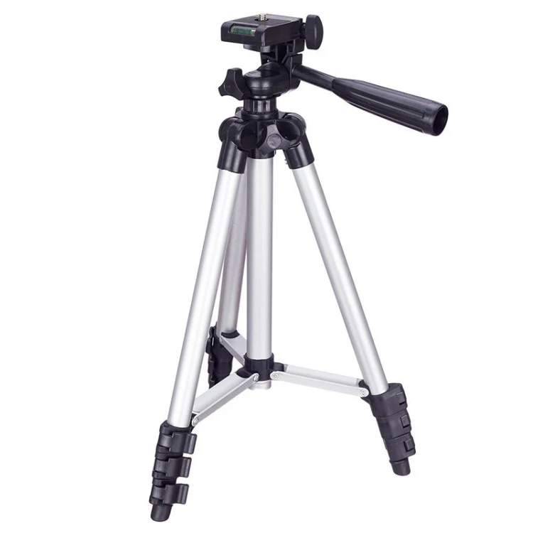 3120 Live Broadcast Tripod 4-Section Folding Legs Aluminum Alloy Tripod Mount with U-Shape Three-Dimensional Tripod Head for DSLR & Digital Camera, Adjustable Height: 34-103cm(Silver) - Image 2