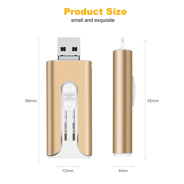 32GB Micro USB + 8 Pin + USB 2.0 3 in 1 Mobile Phone Computer U-Disk(Rose Gold) - Image 3