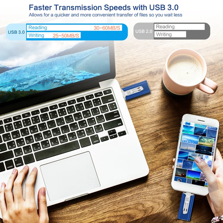 32GB Micro USB + 8 Pin + USB 2.0 3 in 1 Mobile Phone Computer U-Disk(Rose Gold) - Image 7