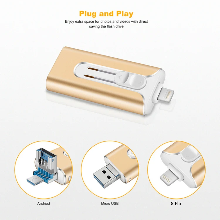 32GB Micro USB + 8 Pin + USB 2.0 3 in 1 Mobile Phone Computer U-Disk(Silver) - Image 4