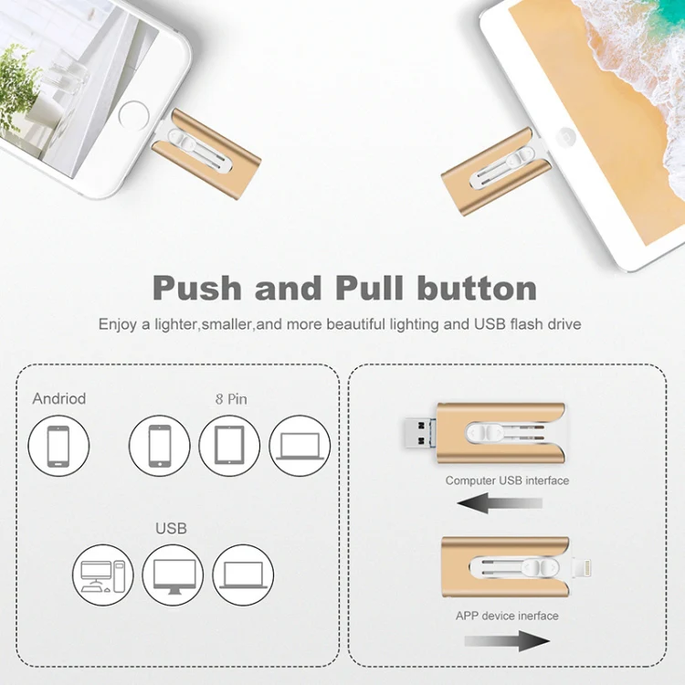 32GB Micro USB + 8 Pin + USB 2.0 3 in 1 Mobile Phone Computer U-Disk(Silver) - Image 5